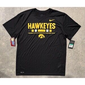 NWT Iowa Hawkeyes NCAA Men's XL Black Nike Dri-fit Shirt Athletic Cut